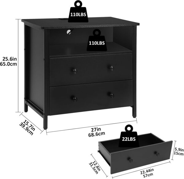 27-Inch Wide Night Stand – Spacious, Functional, and Stylish with LED Lighting and Charging Station - Image 3