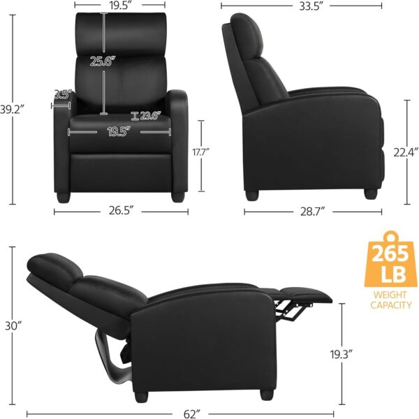 Yaheetech PU Leather Recliner Chair – Overstuffed Comfort and Stylish Design for Your Living Room - Image 2