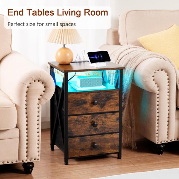 AMHANCIBLE Night Stand Set 2 – Functional and Stylish LED Nightstands with Charging Station - Image 9